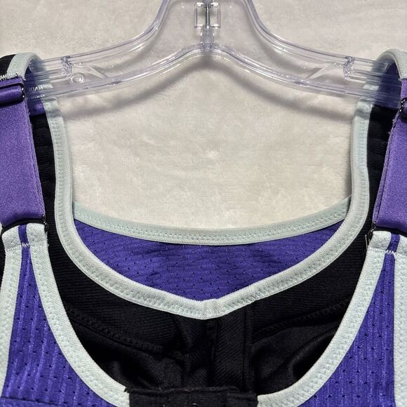 Glamorise 9166 Custom Control Black Purple High Impact Sports Bra Size 34DD - Picture 9 of 16